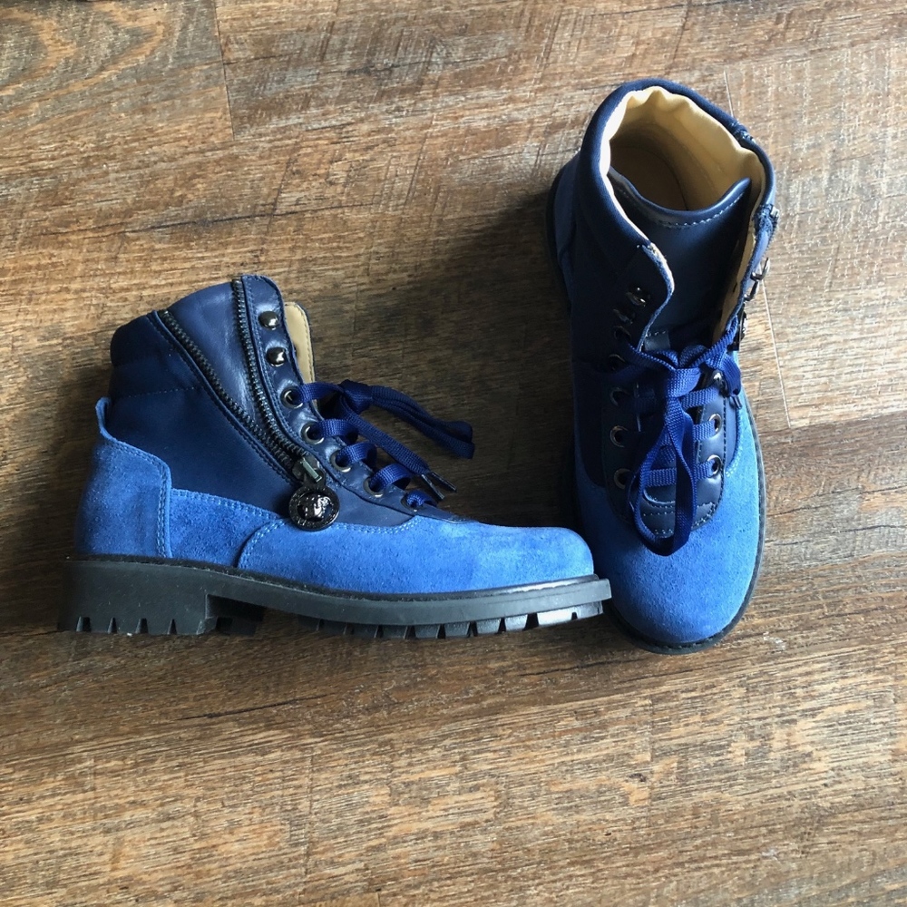 New Versace Blue Suede Boots Young Youth Kids